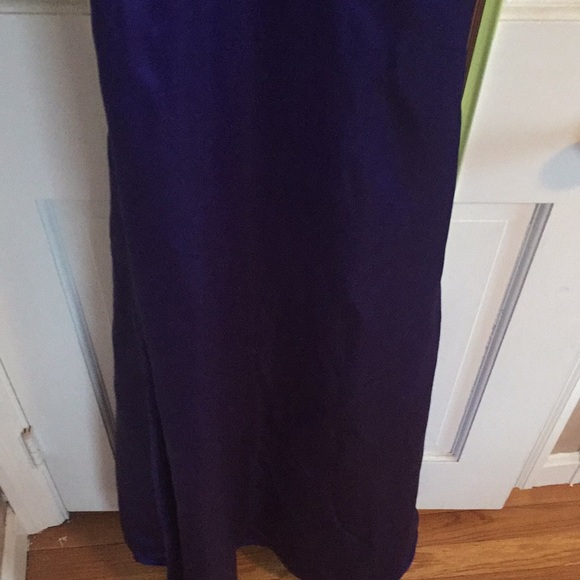 Purple Beaded Satin Floor Length Prom Evening Gown - Picture 3 of 8